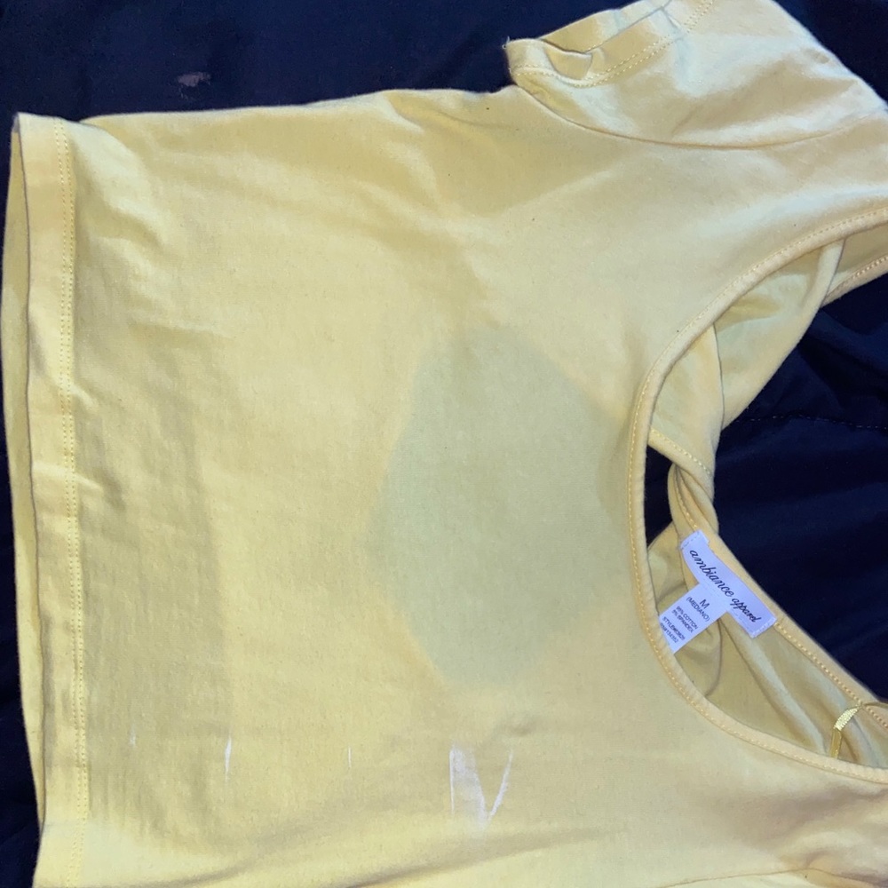 Yellow twisted back crop top